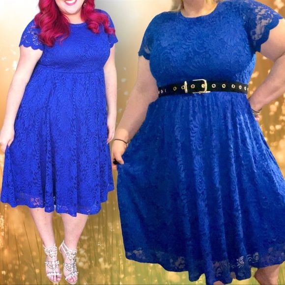 Torrid Electric Blue Fit & Flare Lace Midi Dress 1 1XL, 2 2XL NWT - Picture 13 of 14